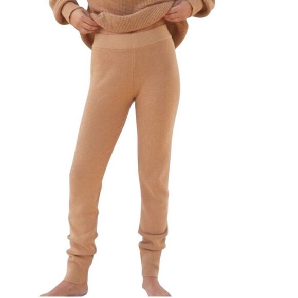 Lunya Cozy cotton silk camel waffle slim pants size medium - Picture 1 of 7